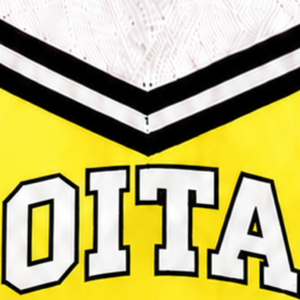 Haut court de cheerleading jaune vif, blanc et noir sans manches, pour performance athlétique, uniforme de cheerleading pour femmes et filles, entraînement d'équipe - Product Image 6