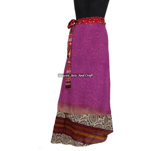 38 Inch Vintage Art Silk Double Layer Reversible Sari <b>Magic</b> Women Wrap Skirt Long Double Layered Sari Silk Wrap Skirts for <b>Beach</b> - Product Image 4