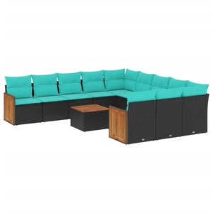 Set Divano da Esterno 12 Pezzi in Polyrattan Nero con Cuscini - Elegante Collezione Arredamento da Giardino - Product Image 2
