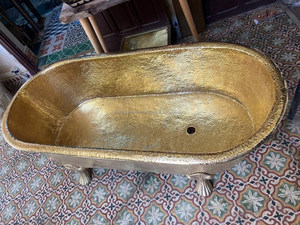 Baignoire en laiton antique Pantoufle en laiton non laqué Baignoire de salle de bain en solide 100% naturel fait à la main par Overseas - Product Image 6