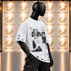 Wholesale Custom <b>Vintage</b> Distressed <b>Graphic</b> T Shirt Men Oversized T-Shirts Heavyweight Cotton Ripped Boxy Fit Streetwear <b>Tee</b> - Product Image 4