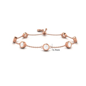 Bracelet en or rose serti de diamants, chaîne fine à maillons pour femmes - Product Image 3