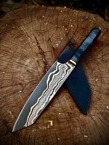 Couteau de Chef de Luxe en Acier Damas Cuivré, Forgé à la Main, Ambidextre, Professionnel, Longueur de Lame 8-9,9 pouces, Manche en Bois de Haute Qualité - Product Image 5