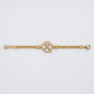 Pulsera de Moda de Oro Real de 14K con Diamantes de Laboratorio, Diseño de Corazón y Trébol de la Suerte, Cadena de Eslabones y Cadena Curb, Regalo Elegante para Mujer - Product Image 2