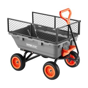 Carrello da Giardino in Polietilene da 800 Libbre con Meccanismo di Scarico Rapido, Recinzione di Stoccaggio a 90 Gradi, Carriola a 180 Gradi per Uso Giardino - Product Image 1