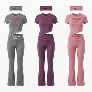 New Wholesale High Waist Yoga Leggings Set Women Running <b>Tracksuit</b> Set For Gym Fitness Clothes Workout Top Pant Set - Product Image 1