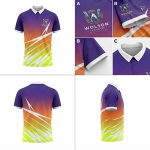Wholesale Silk Screen Printing Custom Logo Front <b>Turtleneck</b> Short Sleeve <b>Men's</b> 100% Polyester Athletic Wear Lightweight - Product Image 5