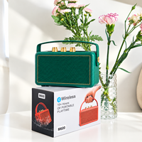 Speaker Retro Vintage M600 Bergaya Kulit, Boombox Portabel dengan Kenop Putar, Cocok untuk Luar Ruangan, Berkemah, Audio Rumah, Mendukung TF, USB, AUX