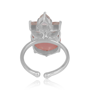 Elegant Rose Chalcedony And <b>Crystal</b> Quartz Gemstone Fine 925 Sterling Silver <b>Ring</b> for Women - Product Image 4