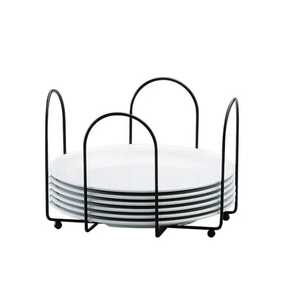 Wrought Iron Round <b>Plate</b> Holder Vertical Dish Organizer <b>Rack</b> for Kitchen Cabinets Countertop Dinnerware Display Stand Dark Brown - Product Image 3