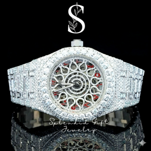 Reloj Hip Hop de Acero Inoxidable Plateado con Movimiento Automático Japonés, Esfera Árabe, Diamantes Moissanite de Calidad VVS y Piedras de Calidad - Product Image 1