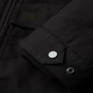 Chaqueta parka larga negra para hombre, cortavientos, abrigo parka de otoño, gruesa, informal, con cremallera, cuello alto, logotipo frontal, rellena de plumón - Product Image 4