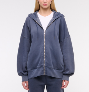 Loose Full Length Long Sleeve Women's 2 Pieces Oversized Full <b>Zip</b> Hoodie & Wide Leg Sweatpants Sets Winter 100% Cotton 340 GSM - Product Image 3