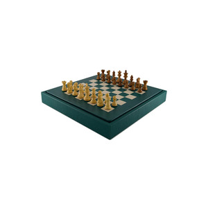<b>Wooden</b> <b>Chess</b> <b>Set</b> With Green Leather Pasting Storage Box Handcrafted Strategy Game Pieces Modern Tabletop For Family Enjoyement - Product Image 4