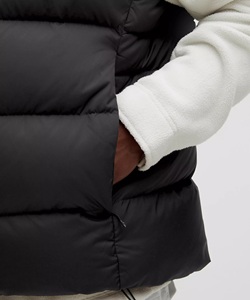 Gilet matelassé à capuche noir pour homme avec fermeture éclair, coupe-vent, épais, décontracté, pour l'hiver, coupe régulière, couleur unie, en polyester - Product Image 4