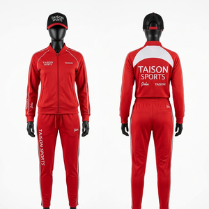 Conjunto Deportivo de Tenis Premium de Poliéster y Spandex de 260 GSM, Diseño de Paneles Rojos y Blancos, Logotipo Personalizado - Product Image 1
