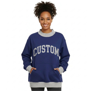 Pull-over surdimensionné personnalisé OEM pour femme, en polyester/coton écologique, épais, brodé et imprimé, col montant, idéal pour l'hiver et les sororités - Product Image 4