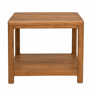 Teak <b>Square</b> Dining <b>Table</b> Open Shelf Scandinavian Modern Design Eco-Friendly Durable 2-Seater Stable Hotel Dining Room Furniture - Product Image 1
