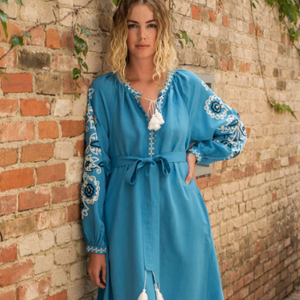 Robe de soirée longue à manches longues et col en v de haute qualité - Product Image 2