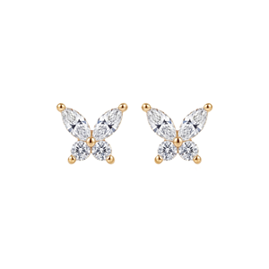 Pendientes de Mariposa con Moissanita, Color DEF, Claridad VS VVS, Certificación IGI, Oro Sólido de 10K, 14K, 18K, Diamantes de Laboratorio Marquise y Redondos - Product Image 4
