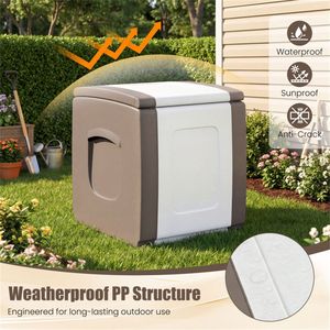 27-Gallon Outdoor Patio <b>Storage</b> <b>Box</b> Beige PP Deck <b>Box</b> Side Handles Dual Tone Design <b>Waterproof</b> Deck <b>Box</b> for Decorative <b>Storage</b> - Product Image 3