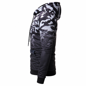 Sweat-shirt à capuche camouflage noir et gris personnalisé pour homme, style streetwear décontracté - Product Image 3