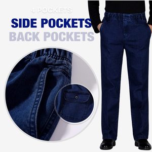 Jeans de Mezclilla para Hombre, Corte Recto, Cintura Alta, Ajuste Regular, Color Sólido, Estilo Casual, para Otoño - Product Image 6