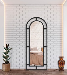 Miroir sur pied noir minimaliste grand format, idéal pour la décoration de chambre et de salon, et pour vérifier les tenues quotidiennes. Vente en gros depuis l'Inde. - Product Image 1