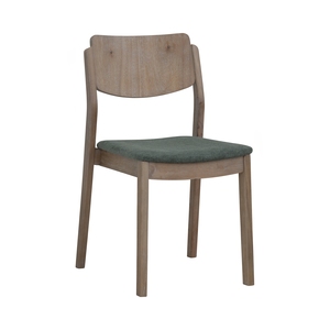 Silla de Comedor Moderna Escandinava de Madera Maciza con Asiento Acolchado de Tela y Respaldo Curvo en Acabado Roble Claro para Uso en Comedores de Villas - Product Image 1