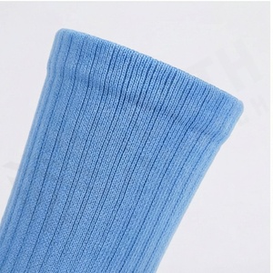 Crew <b>Socks</b> Solid Light Blue 100% Cotton Breathable Knitted Adult Summer Casual Daily Wear - Product Image 4