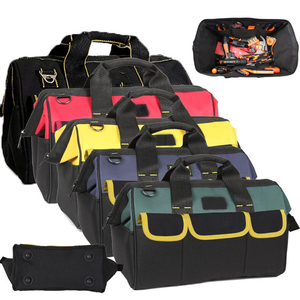 Sac à outils rouge et noir en toile, sac de transport utilitaire, pochette pour équipement avec poches avant pour atelier, garage - Product Image 3