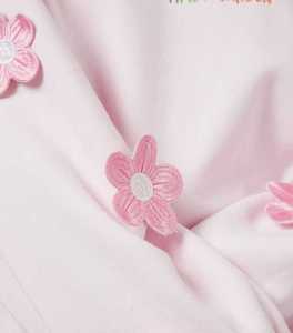 Sudadera Rosa con Capucha de Forro Polar, Apliques Florales, Manga Farol, Cuello Redondo, Tejido de Algodón, Otoño, Unisex, con Bolsillo, Corte Regular - Product Image 4