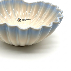 <b>Large</b> Decorative Ceramic <b>Bowl</b> pastel blue and cream-white Serving Dish for Kitchen Countertop & Dining Table Decor Piece - Product Image 4