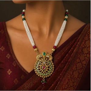 Indian Stylish Layered Pearl Rani Haar Long Kundan Necklace Zircon Stainless Steel Jewellery Set Wedding Anniversary Engagement - Product Image 3
