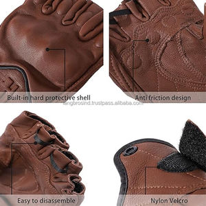 Custom Summer Half-Finger Racing Motorbike <b>Gloves</b> Breathable Vintage Leather Windproof Waterproof Sports Unisex for Pakistan - Product Image 2