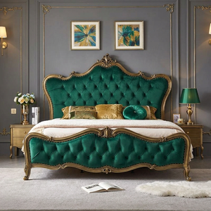 Cama Tapizada de Lujo con Diseño Tufted, Estructura de Madera Sólida en Terciopelo Azul, Muebles de Dormitorio de Diseño, Regalo Personalizado OEM - Product Image 3