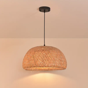 <b>Large</b> Bamboo Ceiling <b>Light</b> with Handwoven Shade for Dining Area Villas Hotels and Commercial Interiors - Product Image 1