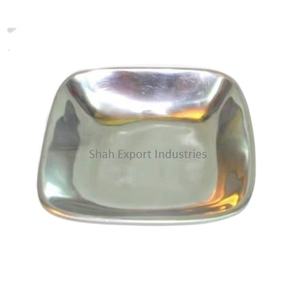 Bol de service en aluminium argenté de forme carrée de style vintage pour la maison, l'hôtel, les collations de table et le saladier, l'artisanat - Product Image 1