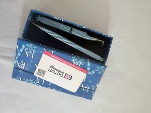 Pince à épiler GETUP BROSONS IMPEX pour extensions de cils, courbée à 90/45 degrés, en acier inoxydable, fibres lisses, précision, antidérapante, Perfect Star - Product Image 5