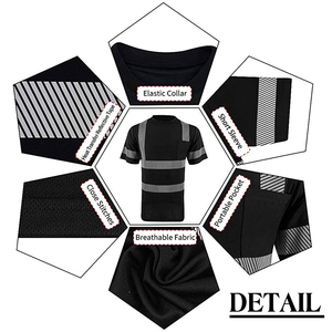 Camisa de Seguridad Reflectante Negra para Hombre con Rayas Blancas, Ropa de Trabajo de Poliéster para Adultos - Product Image 4