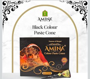 Amina Cône de Henné Noir Temporaire à Contour Noir Instantané pour l'Art Corporel et le Design des Mains |   Prêt à l'emploi - Product Image 6