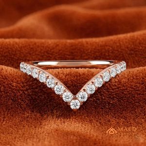 Anillo de Compromiso en Forma de V con Moissanita en Oro Rosa, Joyería Nupcial con Diamantes para Mujer, Aniversario, EE. UU. - Product Image 4