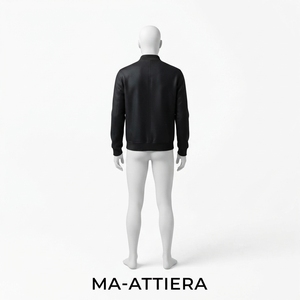 Chaqueta Bomber Minimalista Negra para Hombre, Chaqueta Casual con Cierre, Ropa Exterior de Moda Masculina, Chaqueta Personalizada al por Mayor, OEM ODM, Ropa Urbana - Product Image 4