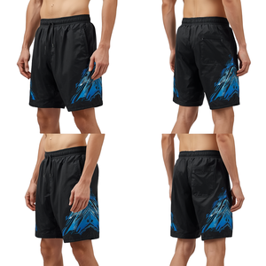 Pantalones Cortos Deportivos de Nailon Negro para Hombre, Diseño Moderno con Estampado Abstracto, Ligeros y de Alto Rendimiento - Product Image 2