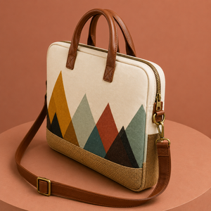 Mochila Geométrica para Estudiantes, Diseño Clásico Ecológico y Duradero con Material de Yute y Lona para la Universidad y la Oficina - Product Image 3