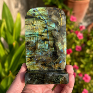 Statue de Shreenathji Krishna en labradorite, 5 pouces, sculptée à la main, idole de dieu hindou, éclat bleu doré, décoration d'autel - Product Image 3