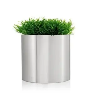 Ventes en gros de pots à fleurs ronds modernes en acier inoxydable, résistants à la rouille, pour l'intérieur et l'extérieur, pots décoratifs en métal pour jardin - Product Image 1