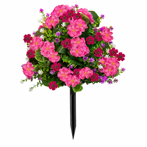 Bouquet <span class=keywords><strong>de</strong></span> fleurs artificielles en soie <span class=keywords><strong>de</strong></span> 55 cm pour extérieur, à enfouir dans le sol, couleur personnalisée, résistant aux UV - Product Image 1