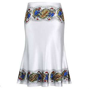 Jupe en satin personnalisée avec design vieilli, 100% coton et élasthanne, style décontracté brodé pour femme, respirante, fabriquée au Bangladesh - Product Image 3