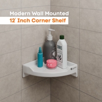 Étagère d'angle de douche murale de luxe en acier inoxydable blanc de qualité supérieure, étagère flottante auto-drainante pour salle de bain, porte-savon triangulaire